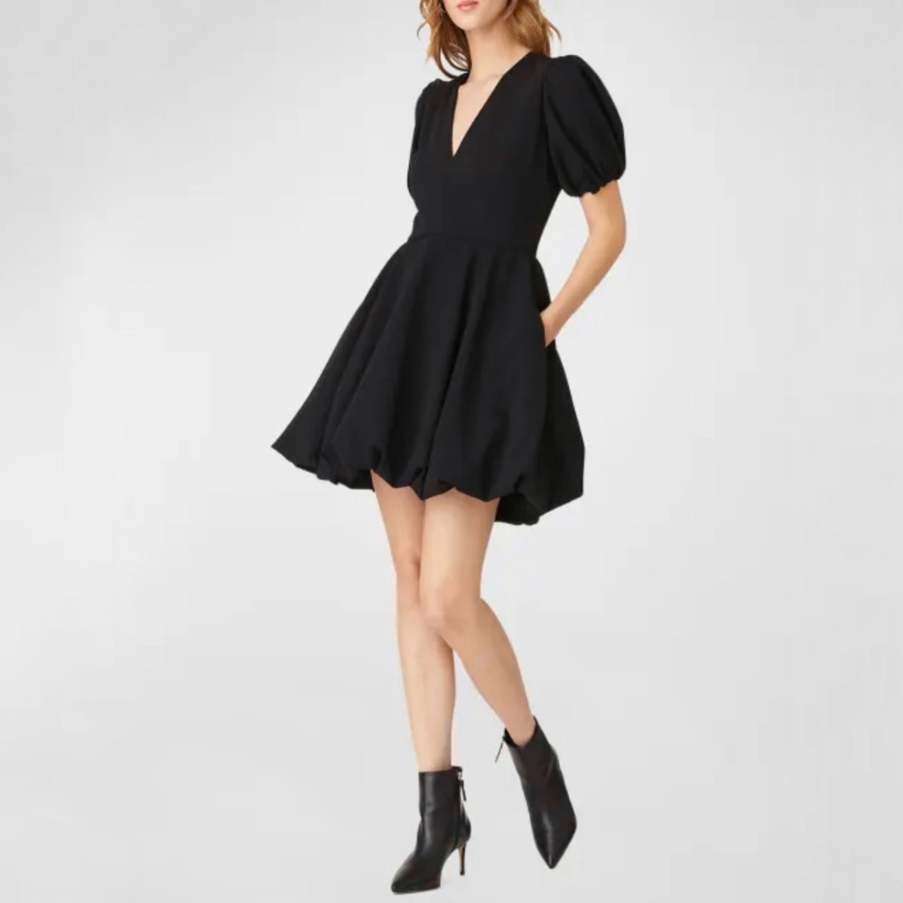 Shoshannan Nova Puff-Sleeve Bubble MiniDress in Black Size 4